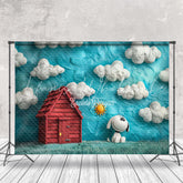 Snoopy Grass Field House Cloud Cake Smash Backdrop